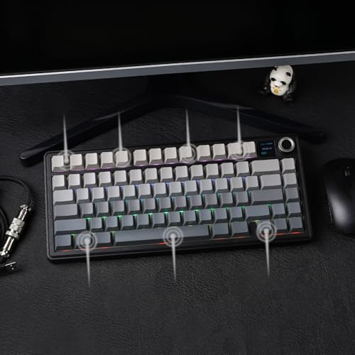 Image of EPOMAKER X Aula F75 MAX Mechanical Gaming Keyboard 75% with TFT Screen and Rotary, Gasket Hot-Swap Gaming Keyboard Wireless for PC /Mac /Linux, QWERTY US Layout (Black, Reaper Switch)