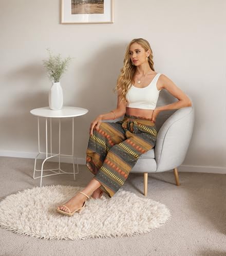 Image of IWOLLENCE Women Flowy Loose Wide Leg Pant Summer Beach Casual Trousers high Waist Adjustable Knot Business Work Casual Pants