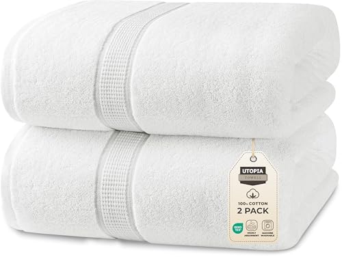 Utopia Towels Luxurious Jumbo Bath Sheet 2 Piece, 600 GSM, 35 by 70 Inches,...