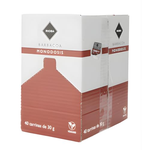 RIOBA Salsa Barbacoa Monodosis: Sabor Auténtico en Cada Tarrina. 30 g contiene 40 monodosis (total 1200 g) (1 CAJA 40 TARRINAS X 30g.)