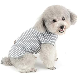 SELMAI Camisetas para Perros Pequeña Camiseta para Gatos Moda Rayas Suave Algodón Manga Corta Camiseta sin Mangas para Niñas Niños Cachorro Yorkshire Terrier Chihuahua Ropa Primavera Verano Gris S