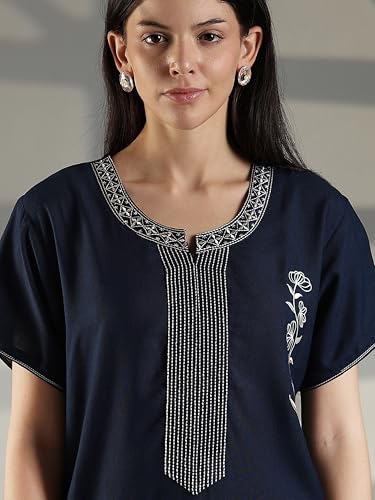 Image of 9shines Label Stylish Alpine Nighty Maxi for Women | Full Length Trendy Nightgown | Premium Nightdress | Nightwear | Heavy Embroidery Nighty with Pockets(2891)