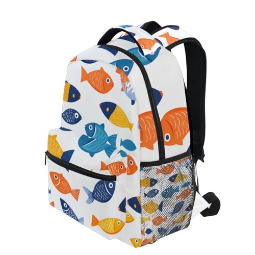 Small Fish Pattern Backpack for Women Mens Girls Boys Teens, School Backpacks Students Laptop Bookbag Rucksack Casual Daypack for Hiking Traveling Camping Work3