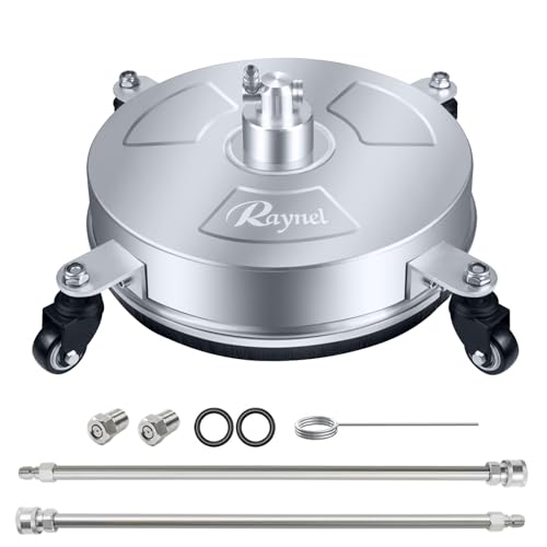 RAYNEL 14'' Pressure Washer Surface Cleaner with 4 Wheels, Stainless Steel Housing, 1/4