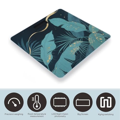 Báscula Digital Baño con Hojas Tropicales y Vidrio Templado miniatura 3