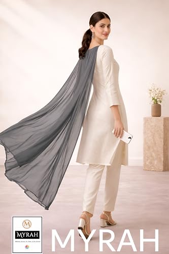 Image of MYRAH Chiffon Solid Casual Daily Use Dupatta For Women's & Girls Length - 2.50 Meter