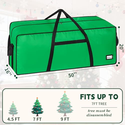 Image of 7.5 ft Christmas Tree Storage Bag, Heavy Duty Christmas Tree Bag with Reinforced Handles and Dual Zippers Wide Opening, Large Capacity fits for Artificial Christmas Tree (Green, 7.5ft)
