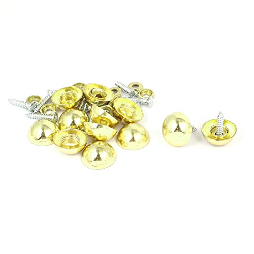 Aexit 20mm Dia Quality Parts Head Metal Semicircle Screw Type Glass Mirror Nail Gold Tone 12pcs Model:10as480qo584