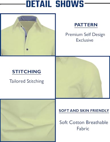 Image of Zombom Men's Solid Cotton Blend Regular Fit Full Sleeve Collared Neck Casual Shirt for Men