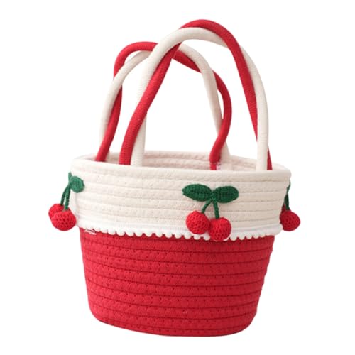 Abaodam ロープチェリーバスケット タオルバスケット オフィスコットンロープバスケット 編みかご ギャレー bedside table 編まれた綿ロープ バスケット 収納用ロープバスケット