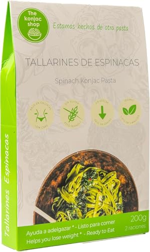 The Konjac Shop - Tallarines Konjac de Espinacas 270g Shirataki Sin Gluten Bajo en Calorías y Carbohidratos 100% Vegetal (Pack de 1)