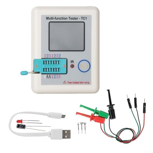 Eawfgtuw Probador de transistores -TC1 con pantalla TFT a color de 0.8 pulgadas, batería recargable, detección automática para NPN PNP MOSFET IGBT Diodo Zener Triac condensador