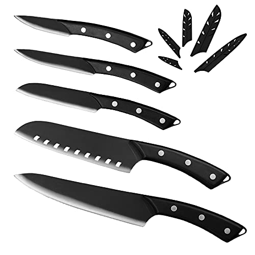 Xyj 7 Piece Knife Roll Set Full Tang Top Black Kitchen Knives Set With Sharpener Whetstone Scissors 12 Pockets Knife Bag Professional Stainless Steel Cleaver Full Knife Set With Sheath #TOP3