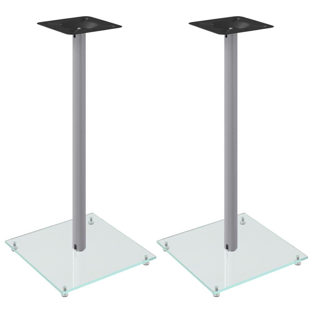 Pedane Casse 2pz Argento Vetro Temperato Design a 1 Pilastro,Dispositivi elettronici,o,Accessori o,Accessori per Altoparlante,Supporti per altoparlanti-51815