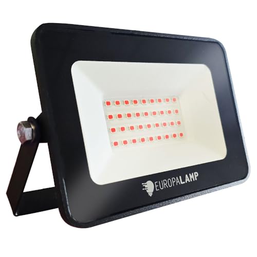 Projecteur LED Rouge Puissant 30W IP65 – Éclairage Extérieur 2850 lm, Aluminium, Verre Trempé, 25 000 h