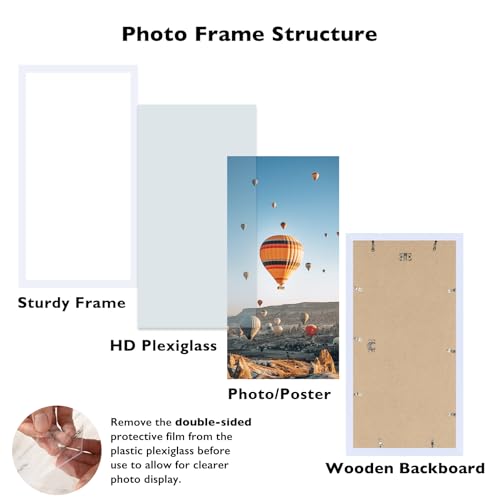 Image of JCJMY 10x20 Picture Frame White for Wall Hanging, Wall Mounting Horizontally or Vertically, 10 x 20 Wall Gallery Poster Photo Frame with Shatter Resistant Plexiglass, White