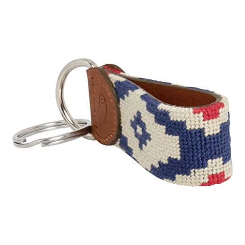 Image of Leather Hand-Stitched Needlepoint Key Fob or Key Chain