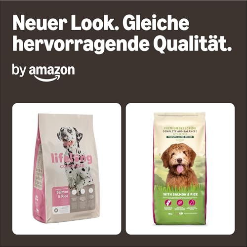 by Amazon Hundefutter Für Ausgewachsene Hunde (Adult) Aller Rassen, Fein Zubereitetes Trockenfutter Mit Lachs Und Reis, 15 (1er-Pack)(Zuvor eine Marke von Lifelong, gleiches Produkt)