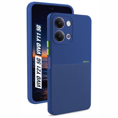 Image of AIBEX Premium Back Cover Case Compatible for Vivo Y21 5G / Vivo Y11 5G | Scratch & Drop Tested Shockproof Matte Texture Case with Soft Microfibre Lining Slim Fit Cover with Anti-Scratch Finish - Blue