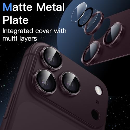 Image of JETech Camera Lens Protector Guard for iPhone New Pro Max, Dark Cherry