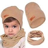 dokrin baby boys' hats & caps, 1 cappello + 1 scaldacollo in cotone cappello e sciarpa scaldacollo per bambini cappello spesso e caldo per esterni cappello e sciarpa per neonati (cachi)