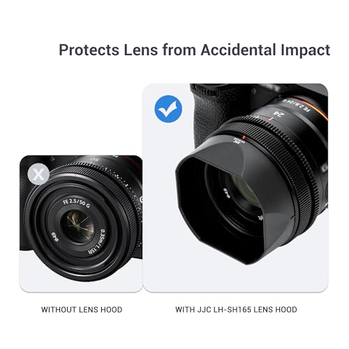 Image of JJC Lens Hood for Sony FE 24mm f2.8 G, FE 50mm F2.5 G, FE 40mm F2.5 G Lens | Square Lens Hood Shade for Sony SEL24F28G SEL50F25G SEL40F25G, Replaces Sony ALC-SH165 ALC-SH166 Lens Hood, No Vignetting