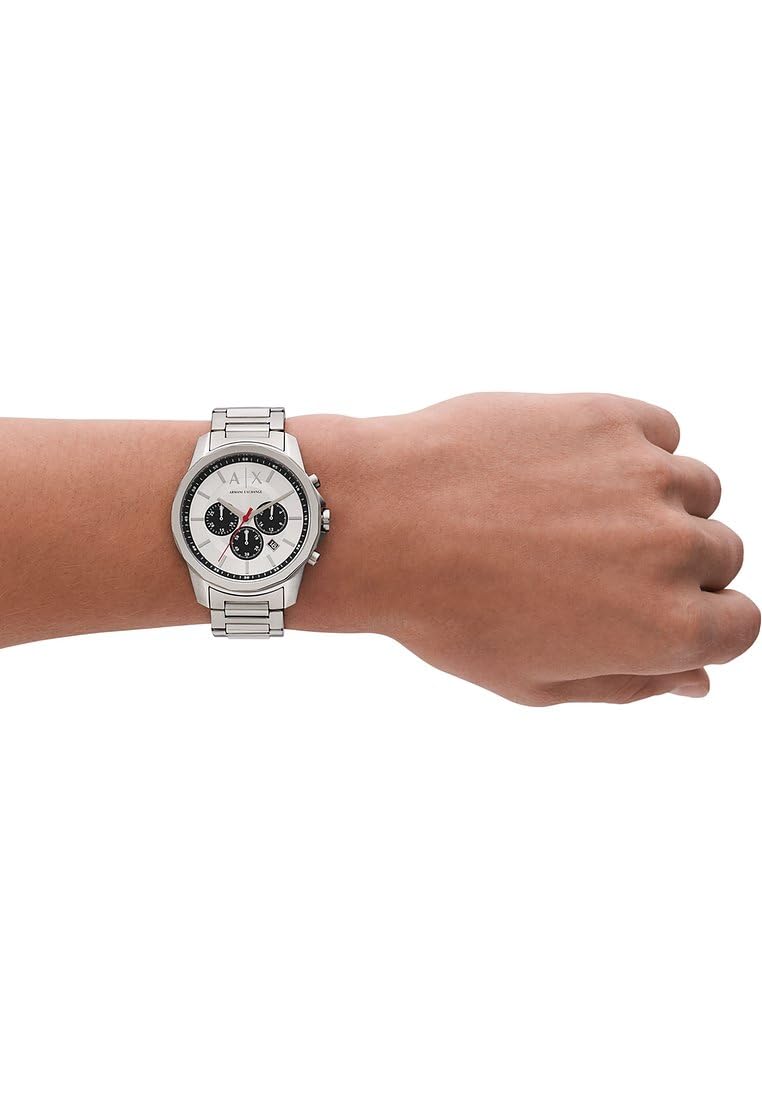 Armani Exchange Orologio da uomo, Movimento cronografo al quarzo e cassa da 44 mm con cinturino in acciaio