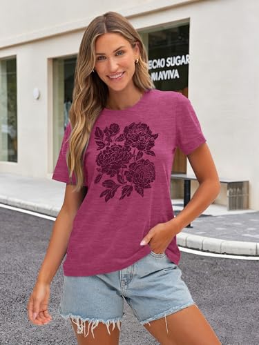Image of Anbech Womens Dandelion Graphic T-Shirts Teen Girls Cute Sunflower Print Casual Tee Tops