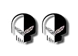 2 Black Jake Skull Vinyl Sticker Decals C4 C5 C6 C7 Decal Skull Stickers (Black)