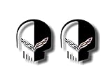 2 Jake Skull Vinyl Sticker Decals C4 C5 C6 C7 Decal Skulls Stickers (Black)