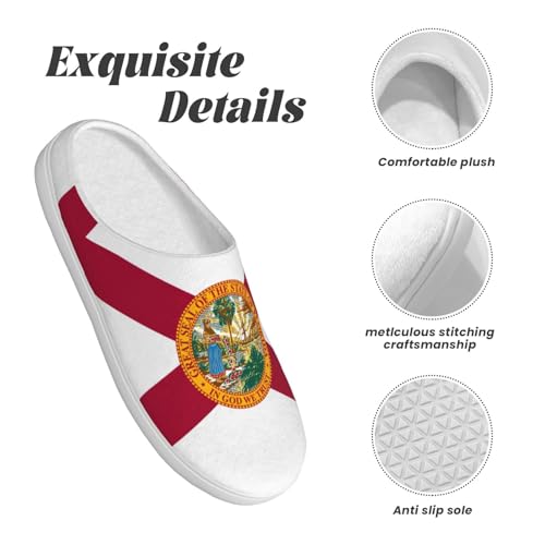 Cozy Flag of Florida print Slippers Indoor and Outdoor Fuzzy House Shoes Anti-Skid Sole Gifts for Women Indoor Scuff4