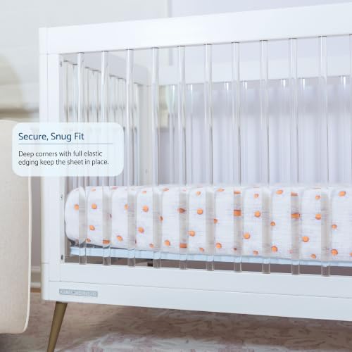Image of LollyBanks Muslin Crib Sheet, 100% Cotton Fitted Crib Sheets for Girls
