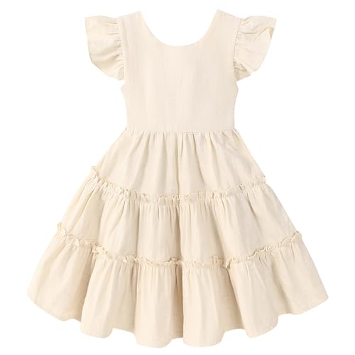 Toddler Girls Dress Ruffle Backless Sleeveless Kids Casual Party Dresses Summer Beach Sundress - Main Image