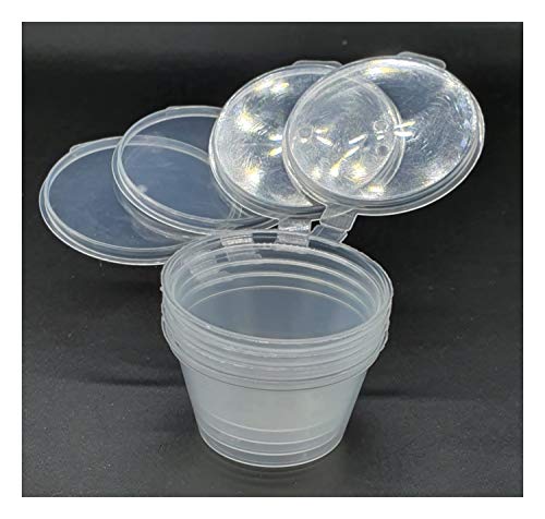 GSL 50 x Small Craft Storage Paint Beads - Plastic Container Pot with Hinged Lid - 30ml 1oz