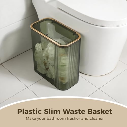 Caneca de basura transparente rectangular para baño 12.2 in miniatura 2