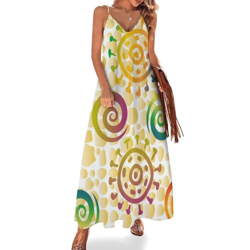 Robe longue femme été sans manches Soleil Aquarelle pour plage