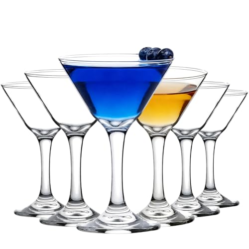 6 PCS Classic Martini Glass, Hand Blown 3.7 Ounce Crystal Cocktail Glasses Perfect for Martini Cosmopolitan Gimlet Home Bar Party and Gift Set of Elegant Martini Drinkware