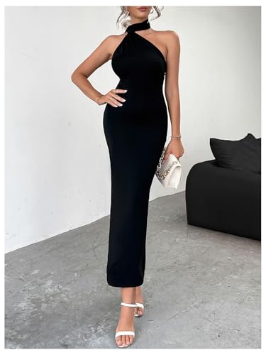 Floerns Women's Halter Neck Sleeveless Backless Bodycon Dress Cocktail Party Maxi Dresses4