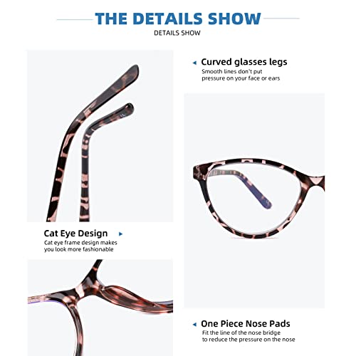 Image of 4 Pack Reading Glasses Blue Light Blocking for Women,Designer Cat Eye Frame Ladies Computer Readers,Anti Glare /UV Ray Eyeglasses 1.0