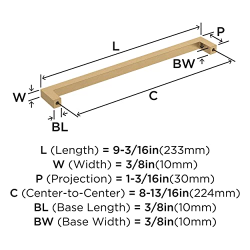 Image of Amerock | Cabinet Pull | Champagne Bronze | 8-13 /16 inch (224 mm) Center-to-Center | Monument | 1 Pack | Drawer Pull | Cabinet Handle | Cabinet Hardware