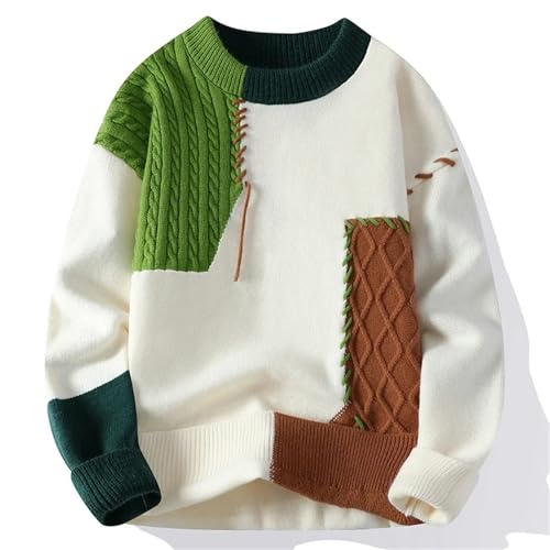 Men's Patchwork Sweater - Trendy High Street Fashion Winter Warm Top Mens Street Clothing4