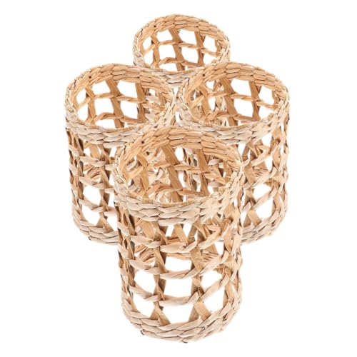 Cabilock 4pcs Hand Woven Straw Cup Sleeves Multi-function Protective Covers for Bottles and Lotion Bottles Natural Aesthetic Design for Use