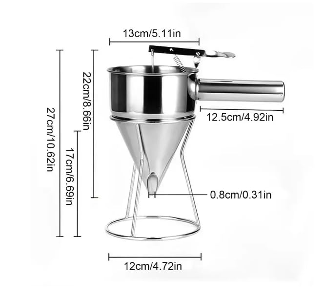 Funnel Cake Dispenser Piston Funnel Pancake Batter Dispenser with Stand Cupcake Batter Pourer Kitchen Gadget for Cake Baked