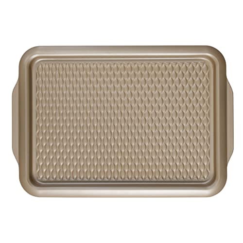 Salter BW11121EU7 Olympus Collection Baking Tray, PFOA-Free Non-Stick Oven Sheet, Large Baking Pan with Textured Base, Durable Carbon Steel, Oven Safe, Gold, 39 cm