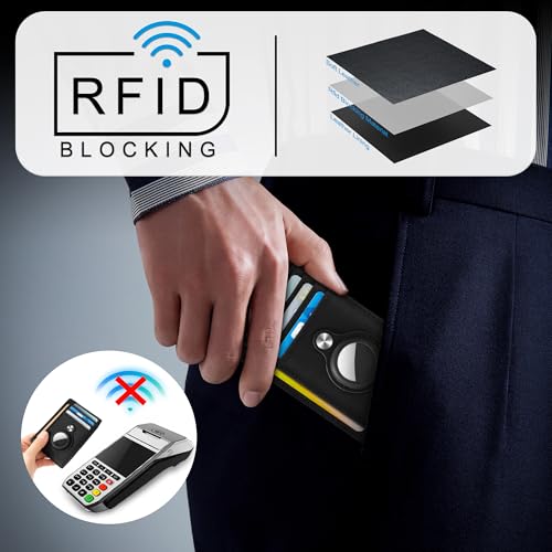 hawanik slim minimalist front pocket air tag wallet rfid blocking card holder wallet with airtag holder