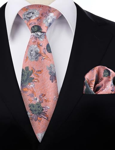 Image of Alizeal Mens 3.15'' Colorful Flower Pattern and handkerchief Necktie Set