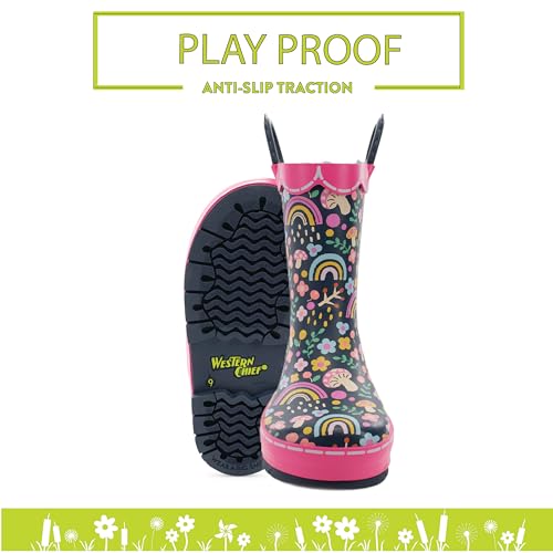 Image of Western Chief Kids Ladybug Rain Boot(Toddler /Little Kid /Big Kid) | Built for outdoor play, pull-on loops for self-dressing, comfort EVA insole, rubber traction outsole, toddler to big kid size