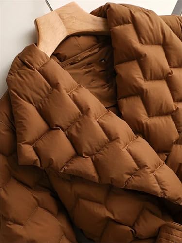 Mnjyihy Women Winter Lightweight Down Jacket With Belt Elegant Tie Belt Long Cotton White Duck Down Parka3