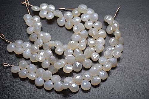 Perles cœur en nacre naturelle et calcédoine pour ateliers bijoux