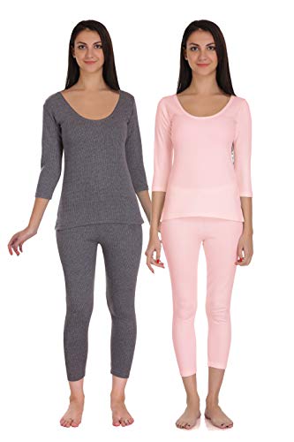 Image of Selfcare Women Poly Cotton Thermal Top and Pyjama Set (Pack of 2 Set)